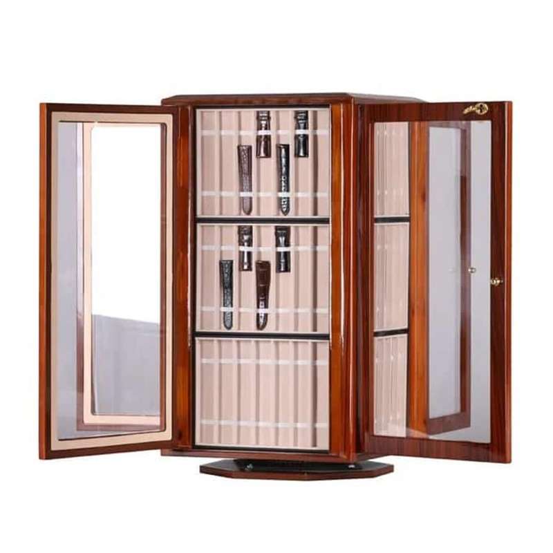 84 Compartment Watch Strap Wooden Cabinet Lockable Display Organizer