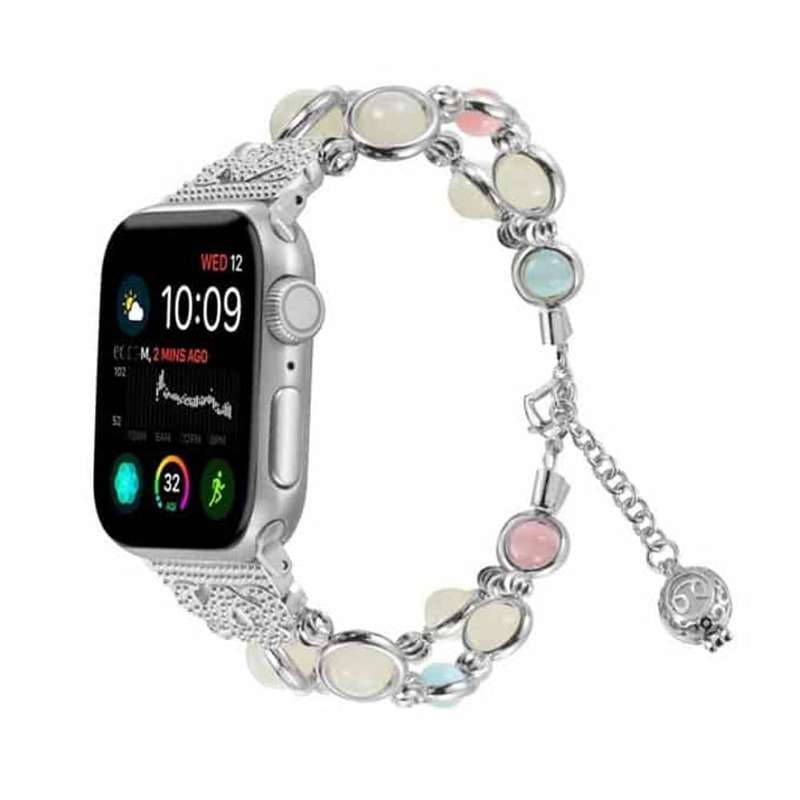 38/40/41mm Apple Watch luminous beaded pearl strap - Silver