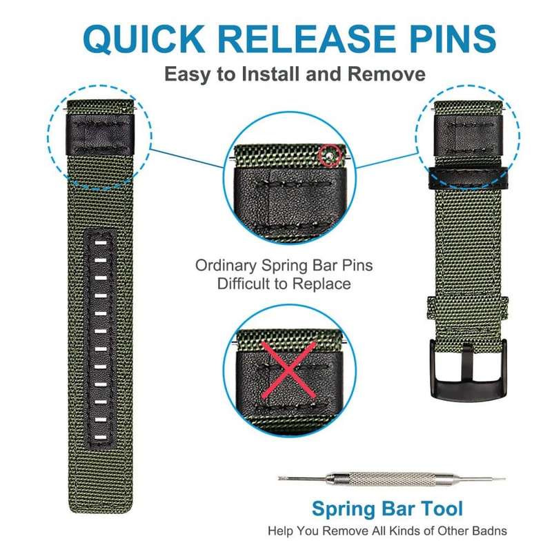 22mm Nylon Strap for Garmin Vivoactive 4/ Garmin Venu 2- Green