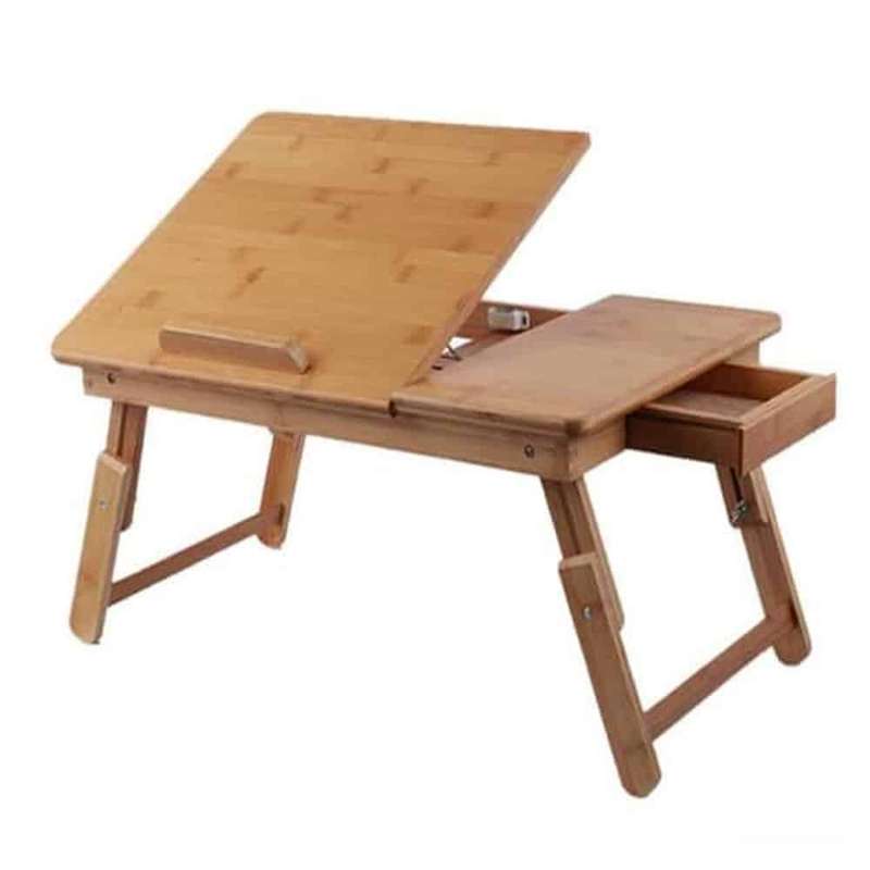 Killer Deals Adjustable Ergonomic Bamboo Wood Laptop Tablet Bed Desk Stand
