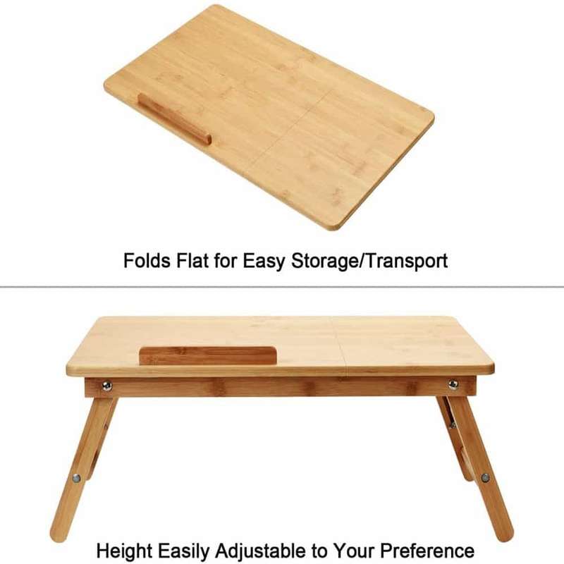 Killer Deals Adjustable Ergonomic Bamboo Wood Laptop Tablet Bed Desk Stand