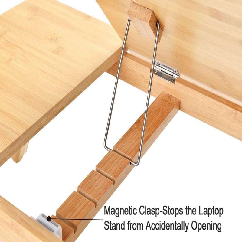 Killer Deals Adjustable Ergonomic Bamboo Wood Laptop Tablet Bed Desk Stand