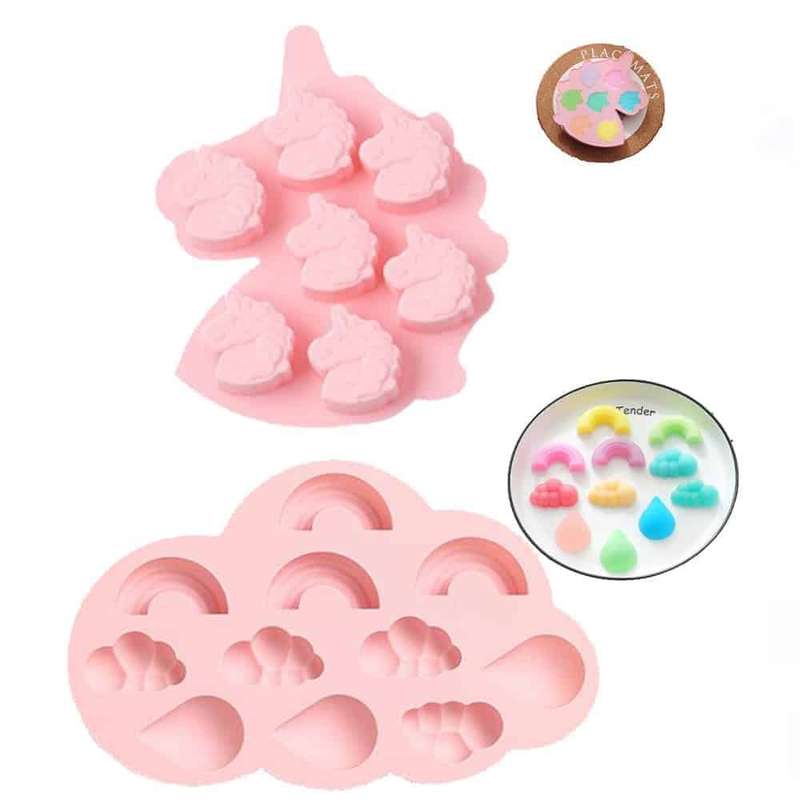 Rainbow Cloud Unicorn Droplet Silicone Baking Mould Set