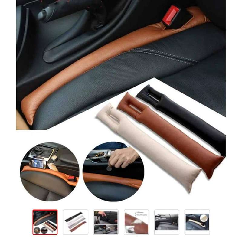 Car seat anti-lost plug PU Vegan leather gap filler case set - x2/Brown