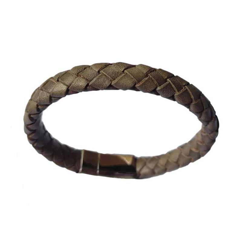 Killer Deals genuine leather & stainless-steel style bracelet - Brown (20mm)