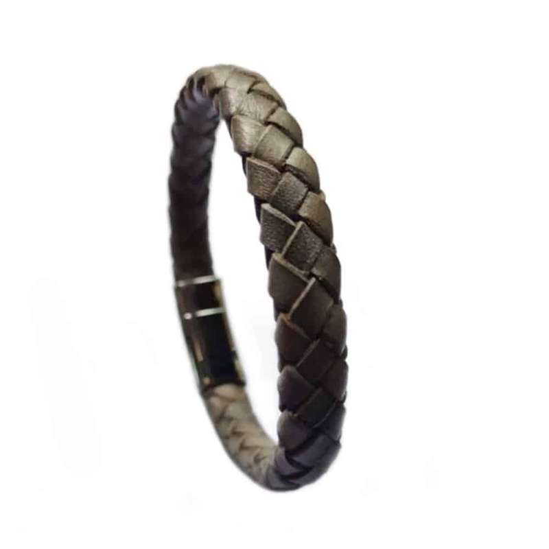 Killer Deals genuine leather & stainless-steel style bracelet - Brown (20mm)