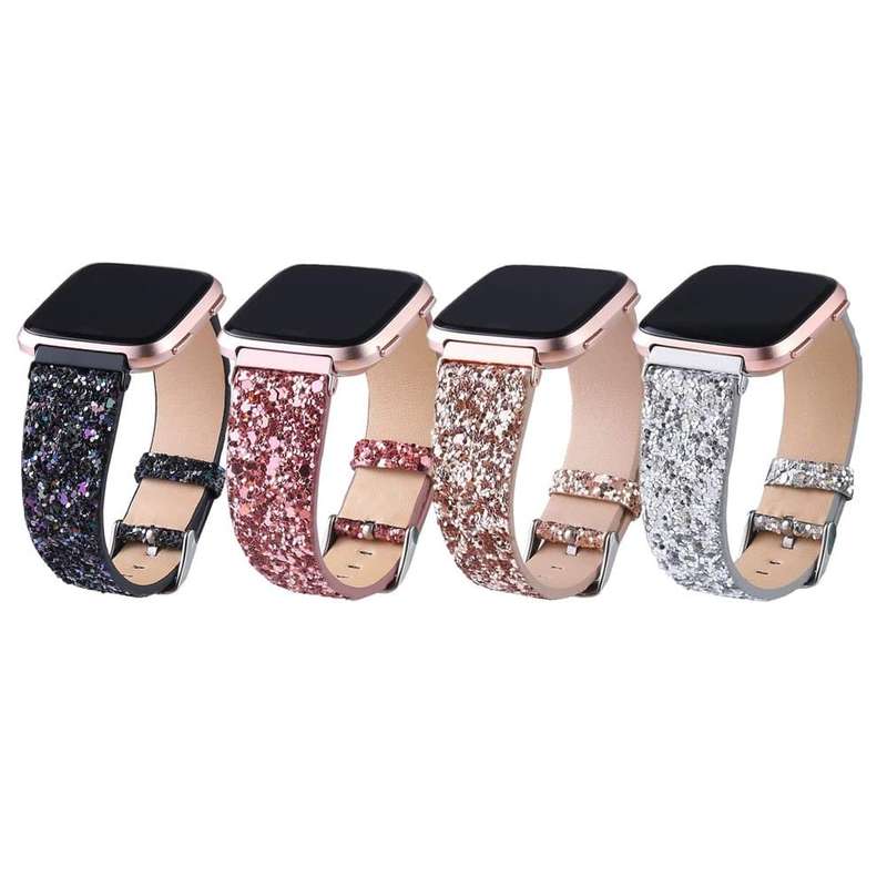 Killer Deals Leather Strap for Fitbit Versa - Silver