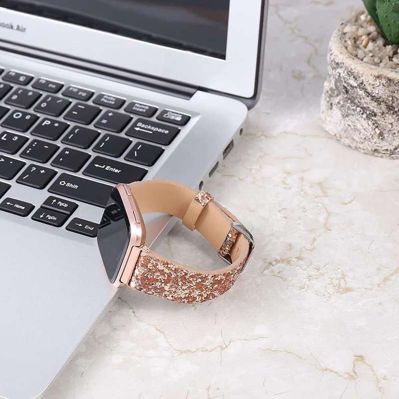 Killer Deals Leather Strap for Fitbit Versa - Silver