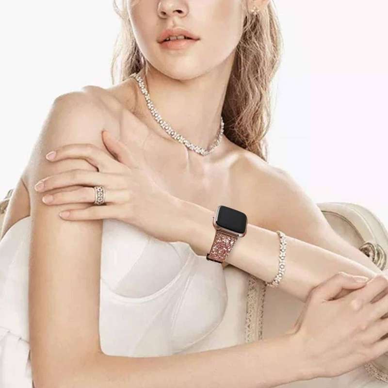 Killer Deals Leather Strap for Fitbit Versa - Silver