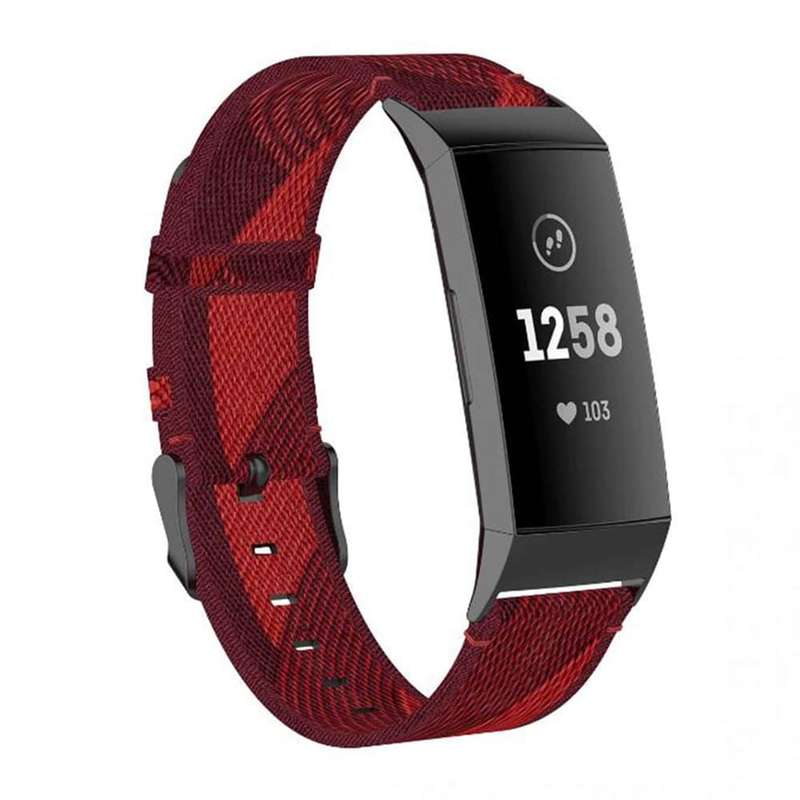 Killer Deals Nylon Band for Fitbit Charge 3/SE/4 - Red stripe
