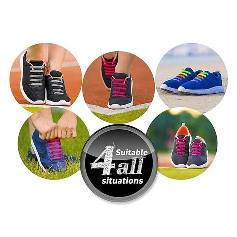 Kids Elastic No Tie Speed Shoelaces- Brown/Green/Orange Combo