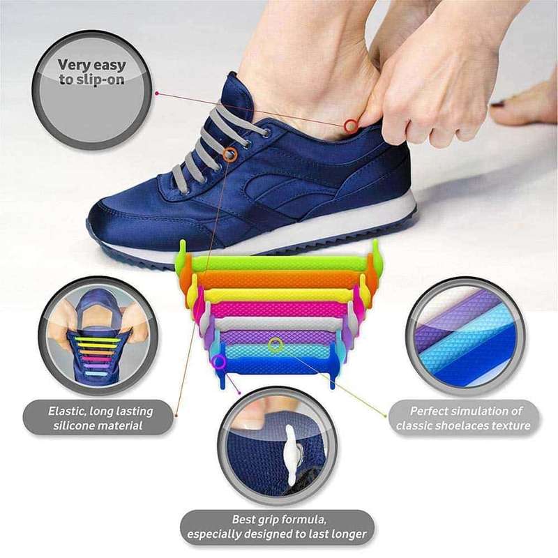 Kids Elastic No Tie Speed Shoelaces- Brown/Green/Orange Combo
