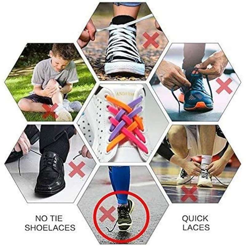 Kids Elastic No Tie Speed Shoelaces- Brown/Green/Orange Combo