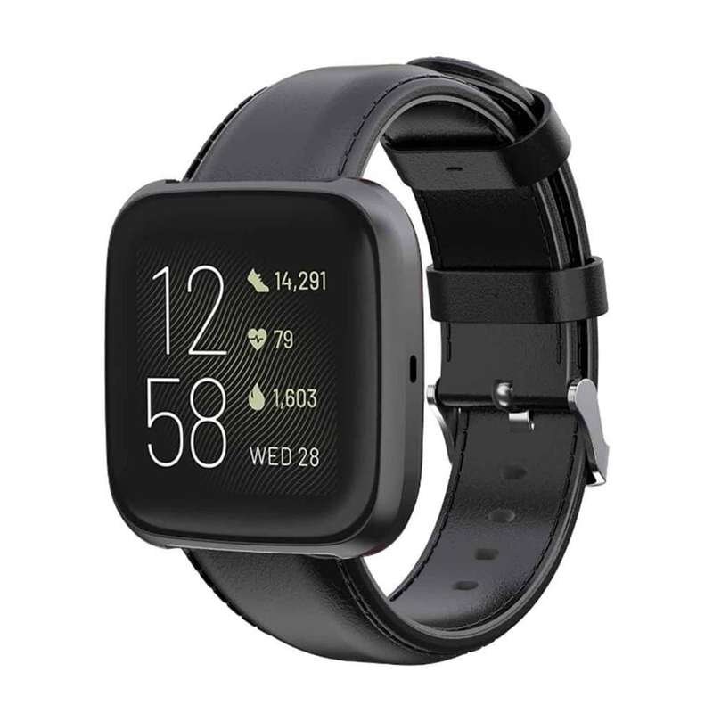 Leather Band for Fitbit Versa/2/Lite Blaze(23mm) - Black