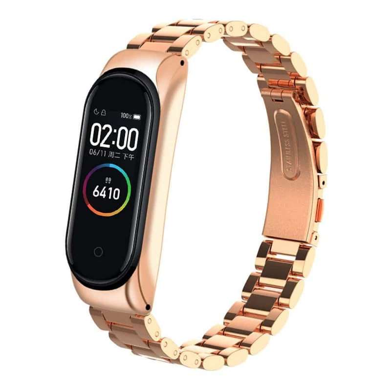 Killer Deals 3 links stainless steel band for xiaomi band 3/4 - Gold