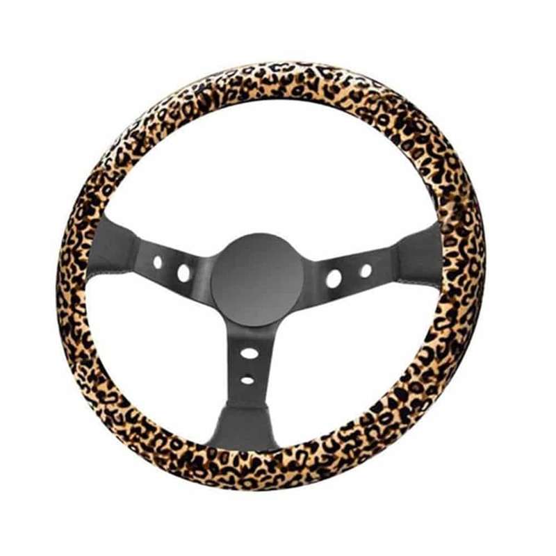 Leopard Print Car Steering Wheel Anti-Slip Protective Cover - size 38cm