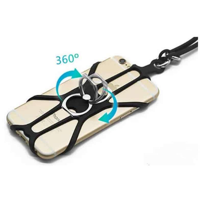 Killer Deals Universal Cell Phone Webbed Silicone Holder Including Lanyard and Ring Stand