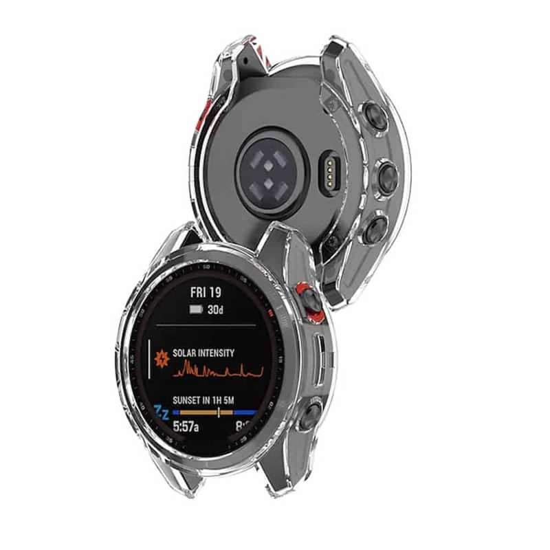 Killer Deals TPU Protective Bumper Cover for Garmin Fenix 7S- Clear Black 42mm