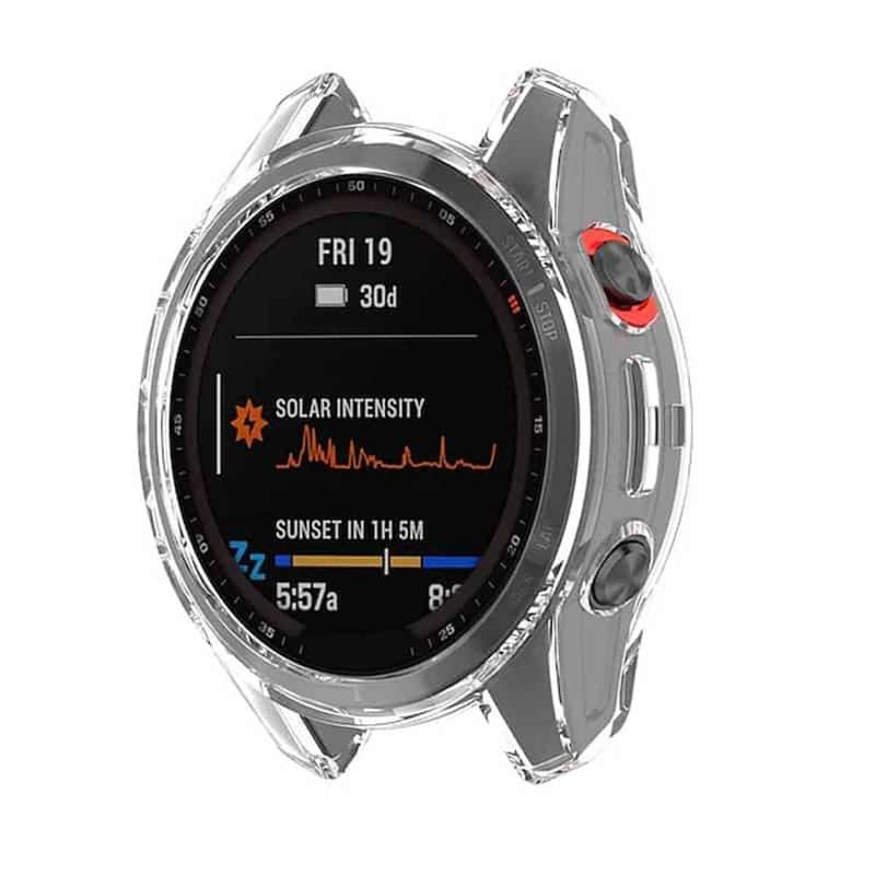 Killer Deals TPU Protective Bumper Cover for Garmin Fenix 7S- Clear Black 42mm