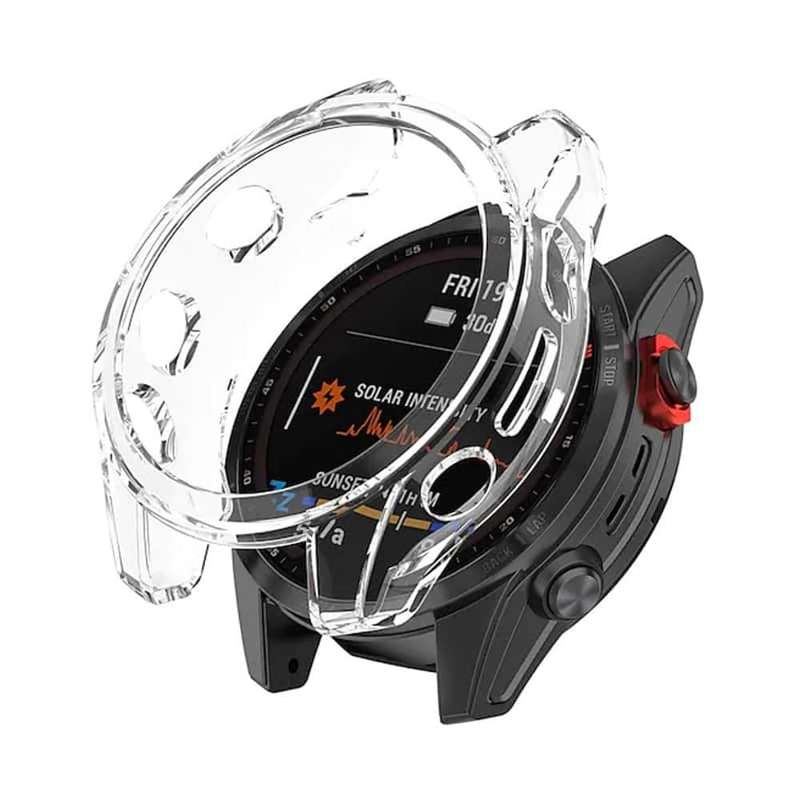 Killer Deals TPU Protective Bumper Cover for Garmin Fenix 7S- Clear Black 42mm