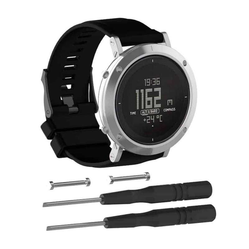 Black Silicone Strap for Suunto Core + Free Wristband Combo