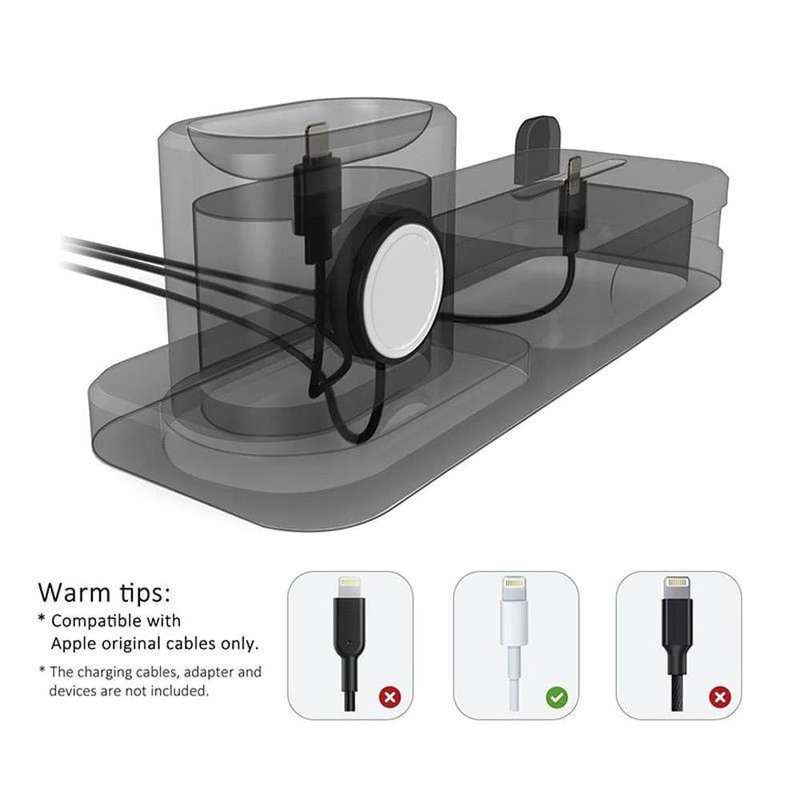 3-in-1 Silicone Docking Stand for Apple iPhone, iWatch & AirPods - Black