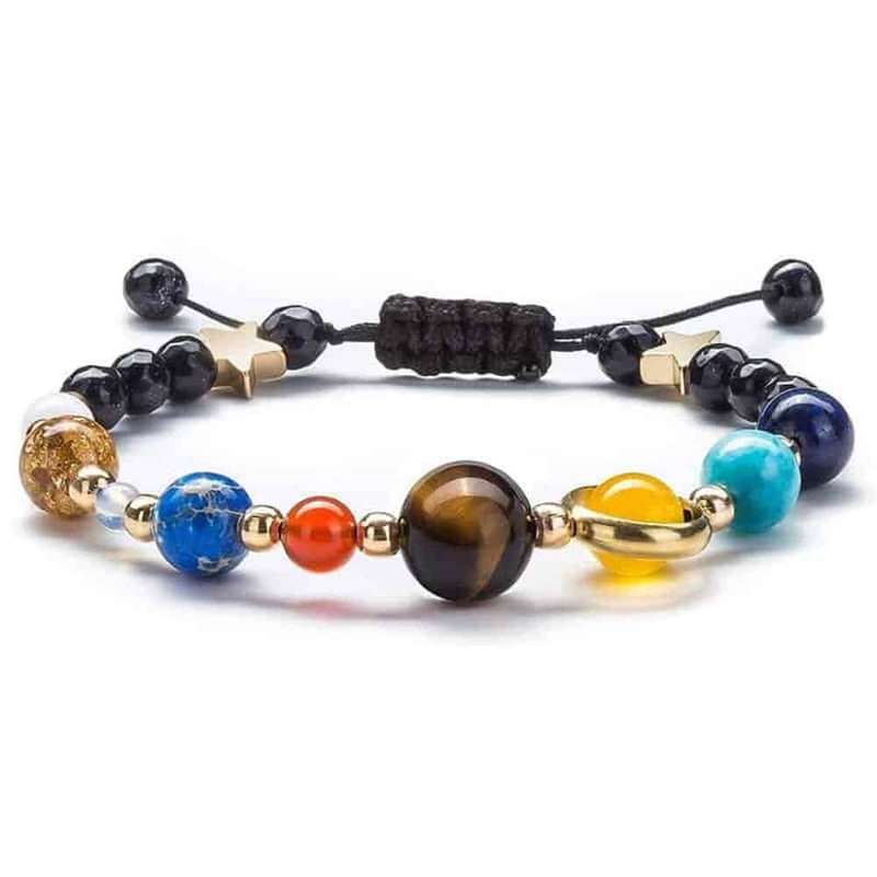 Killer Deals Solar System Universe/Galaxy Adjustable Gemstone Beaded Bracelet - Set of 2