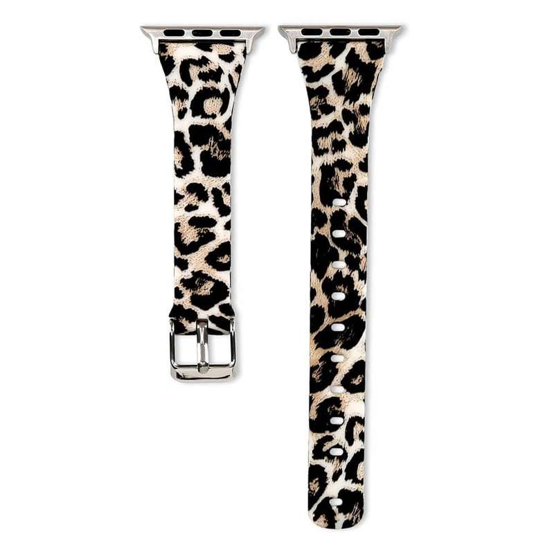Slim Style Silicone Strap for 38/40/41mm Apple Watch- Leopard- S/M