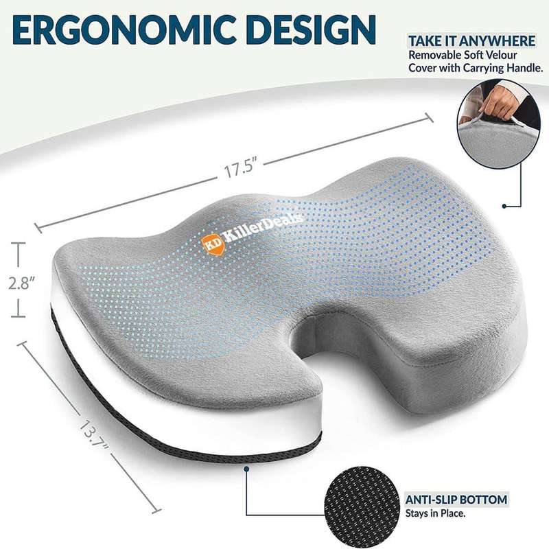 Back Support Gel Memory Foam Office Desk Chair Cushion x 2 Combo