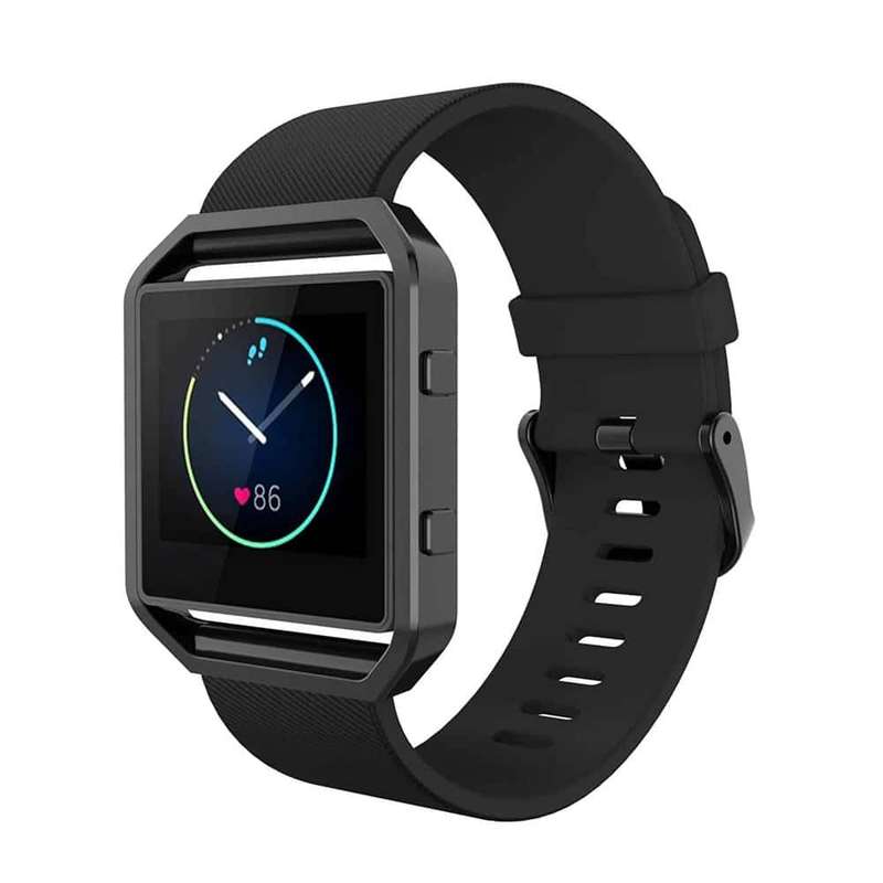 Metal Bezel Frame + Glass Protector for Fitbit Blaze- Black - Combo