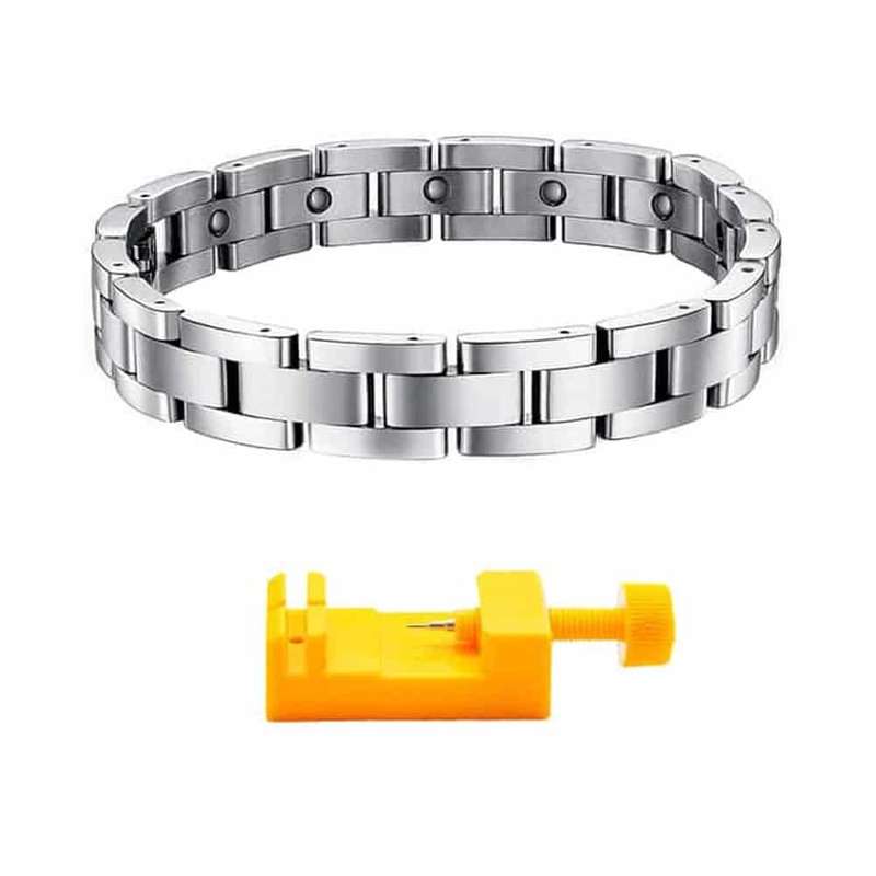 Killer Deals Titanium Steel Magnetic Therapy Bracelet w/ Free Tool- Silver