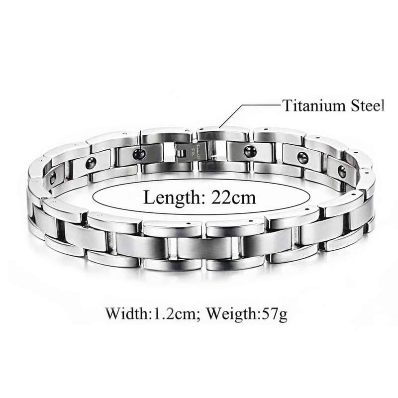 Killer Deals Titanium Steel Magnetic Therapy Bracelet w/ Free Tool- Silver