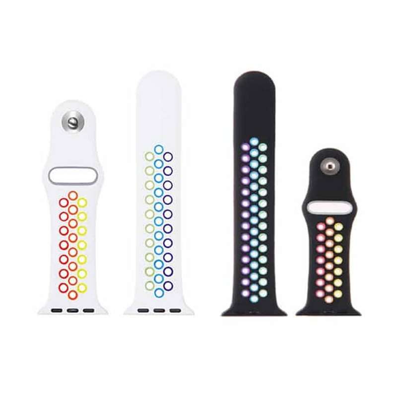 Killer Deals Silicone Strap for 42/44/45/49mm Apple Watch (S/M)- White & Rainbow