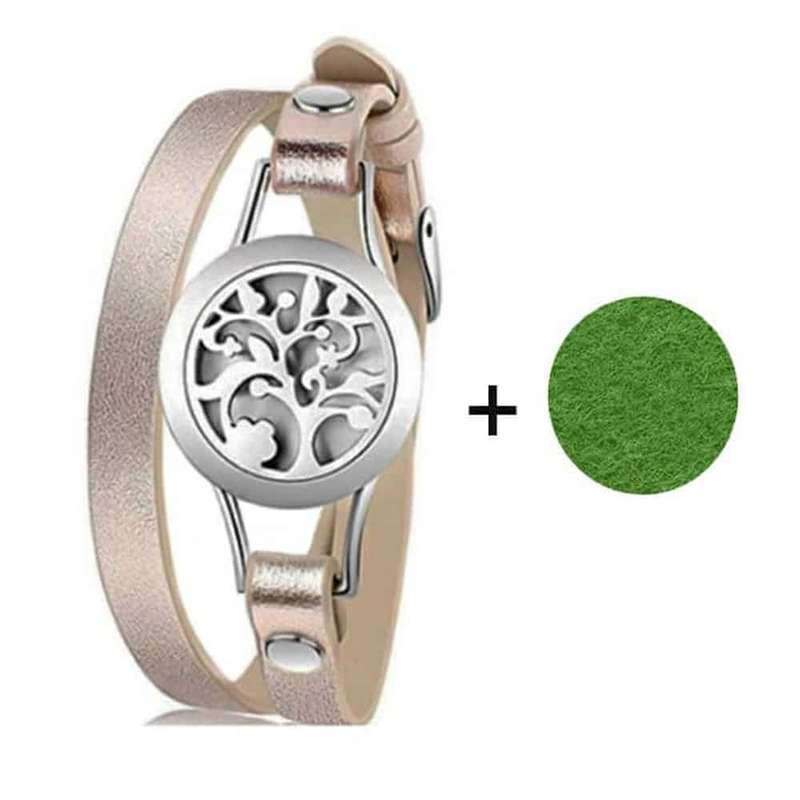 Killer Deals Stainless Steel Essential Oil Diffuser Locket on Leather Bracelet S/M Gold Pink