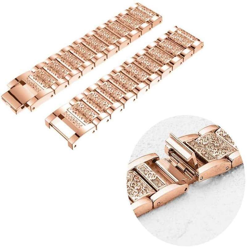 Killer Deals 26mm Garmin Fenix 6X Sparkling Stainless-Steel Strap Silver/Black/Rose Gold Combo