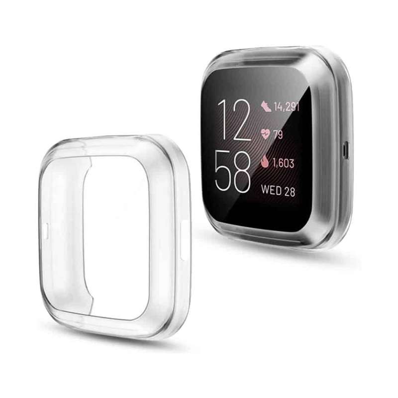 HD TPU Protective Case for Fitbit Versa 2-Clear + Gold Combo