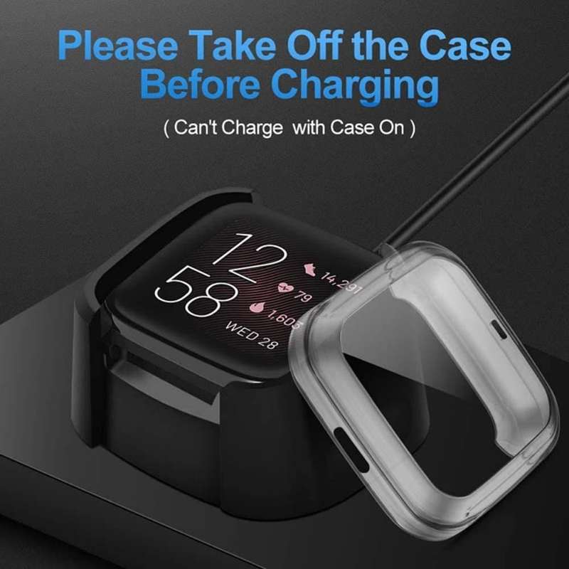 HD TPU Protective Case for Fitbit Versa 2-Clear + Gold Combo