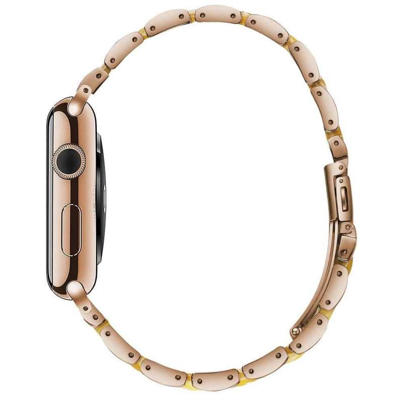 Killer Deals Resin & Stainless Steel Strap for 42/44/45/49mm Apple Watch- Pink & Rose Gold