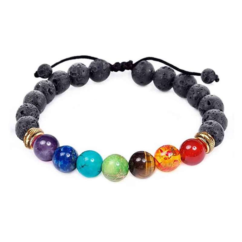Killer Deals 7 Chakra Healing/Meditation Rainbow Crystal Stone Adjustable Bracelet