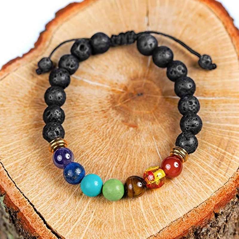 Killer Deals 7 Chakra Healing/Meditation Rainbow Crystal Stone Adjustable Bracelet