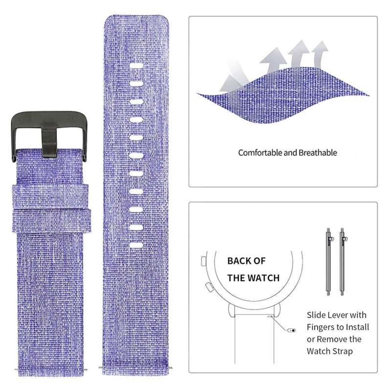 Fitbit Versa/2/Lite/SE Canvas Nylon Replacement Strap - Purple