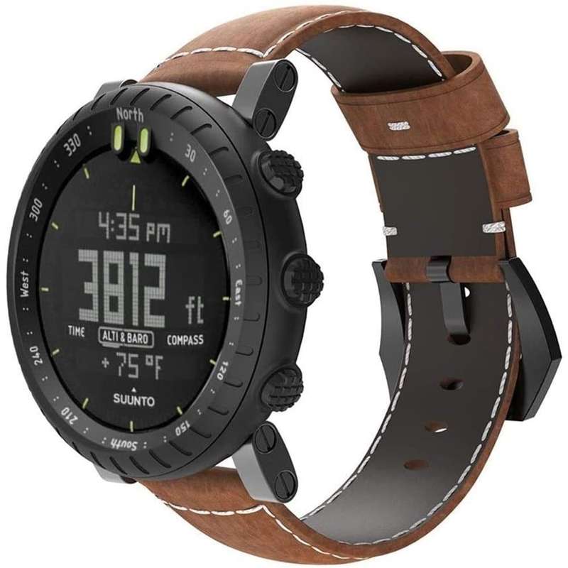 Hand-Stitched Genuine Leather Strap for Suunto Core- Brown