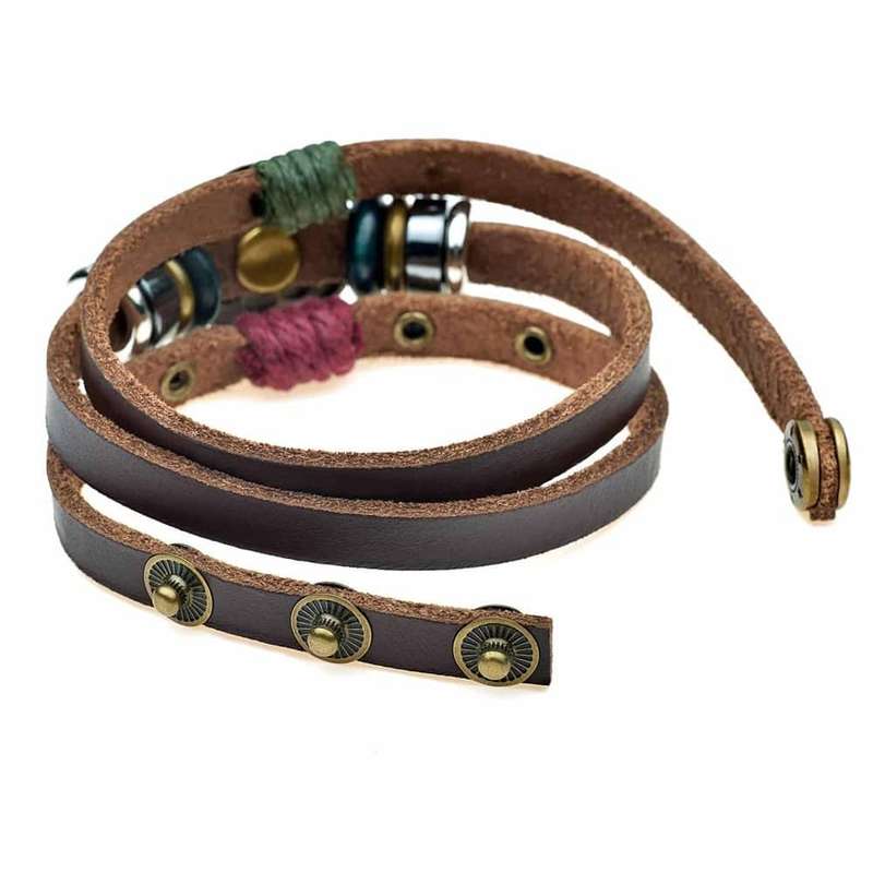 Killer Deals Handmade Lucky Lotus Flower PU Vegan Leather Bracelet - L/XL