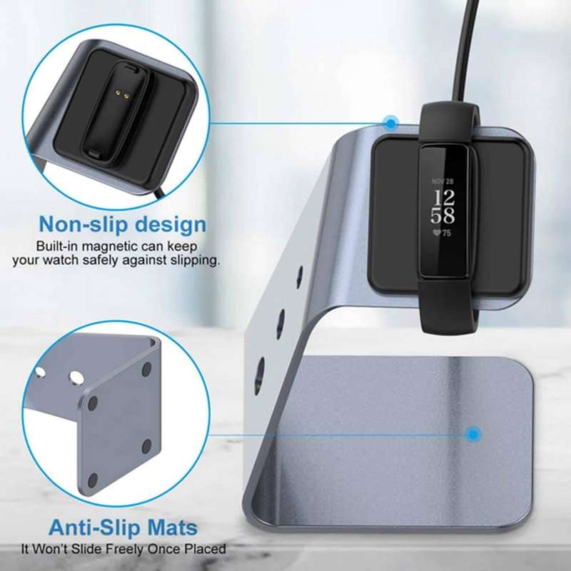 Killer Deals Fitbit Inspire 2 Aluminium Alloy Magnetic Charger Dock Stand - Grey