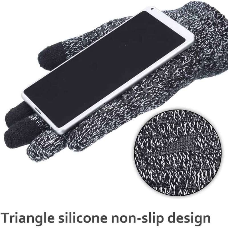 winter knit anti-slip thermal texting gloves - Grey (M/L)