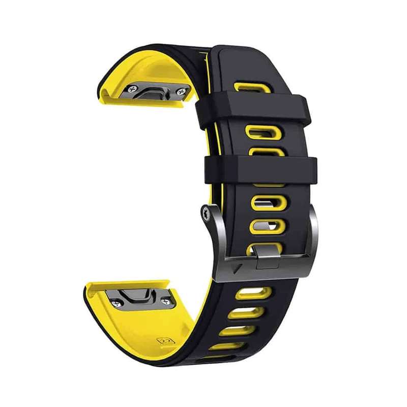 Killer Deals 26mm Quick Fit Garmin Fenix 5X Silicone Strap - Black & Yellow (5X/6X/3/3HR)