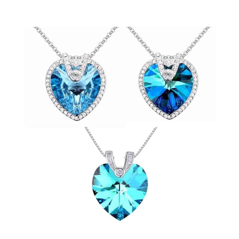 Killer Deals Crystal Heart Halo Pendant Necklace - Sapphire