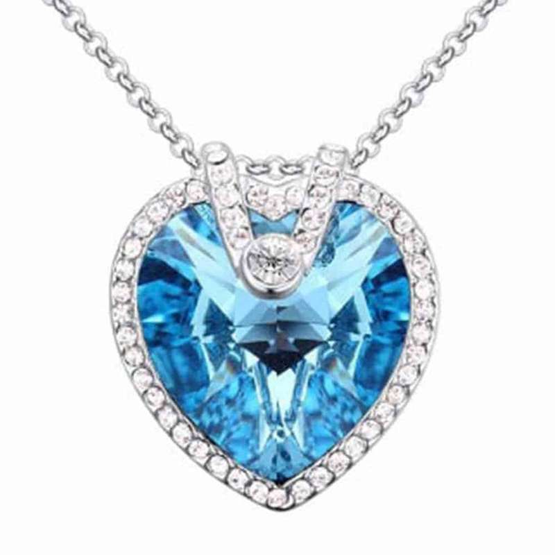 Killer Deals Crystal Heart Halo Pendant Necklace - Sapphire