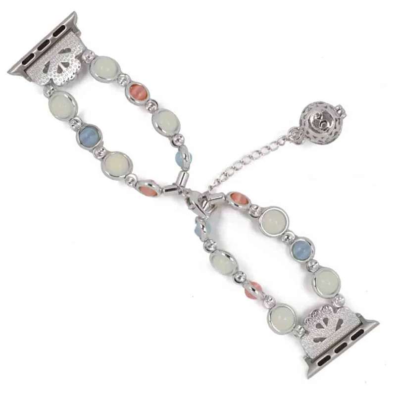38/40/41mm Apple Watch luminous beaded pearl strap - Silver