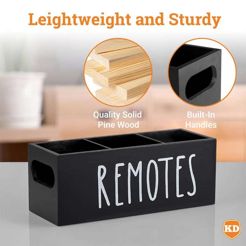 Killer Deals Black Wooden Farmhouse Remote Control Holder Storage Organizer